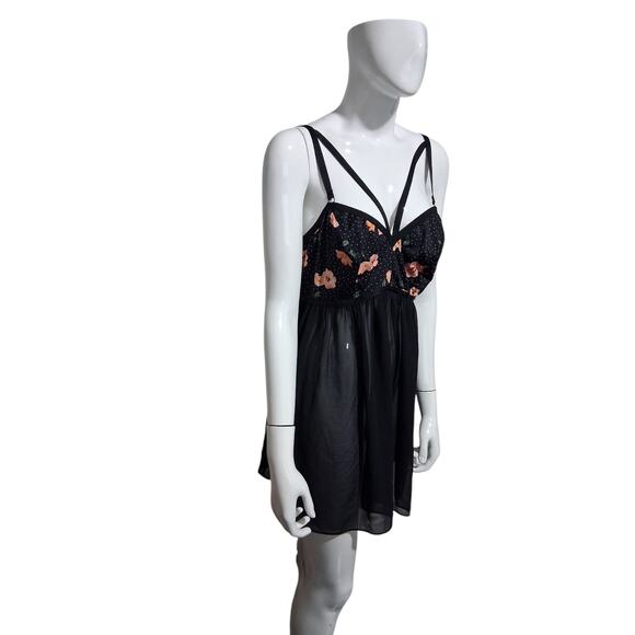 Torrid Curve Women’s size 1X Floral Strappy Sheer Flowy Babydoll Lingerie Mini - Picture 4 of 9